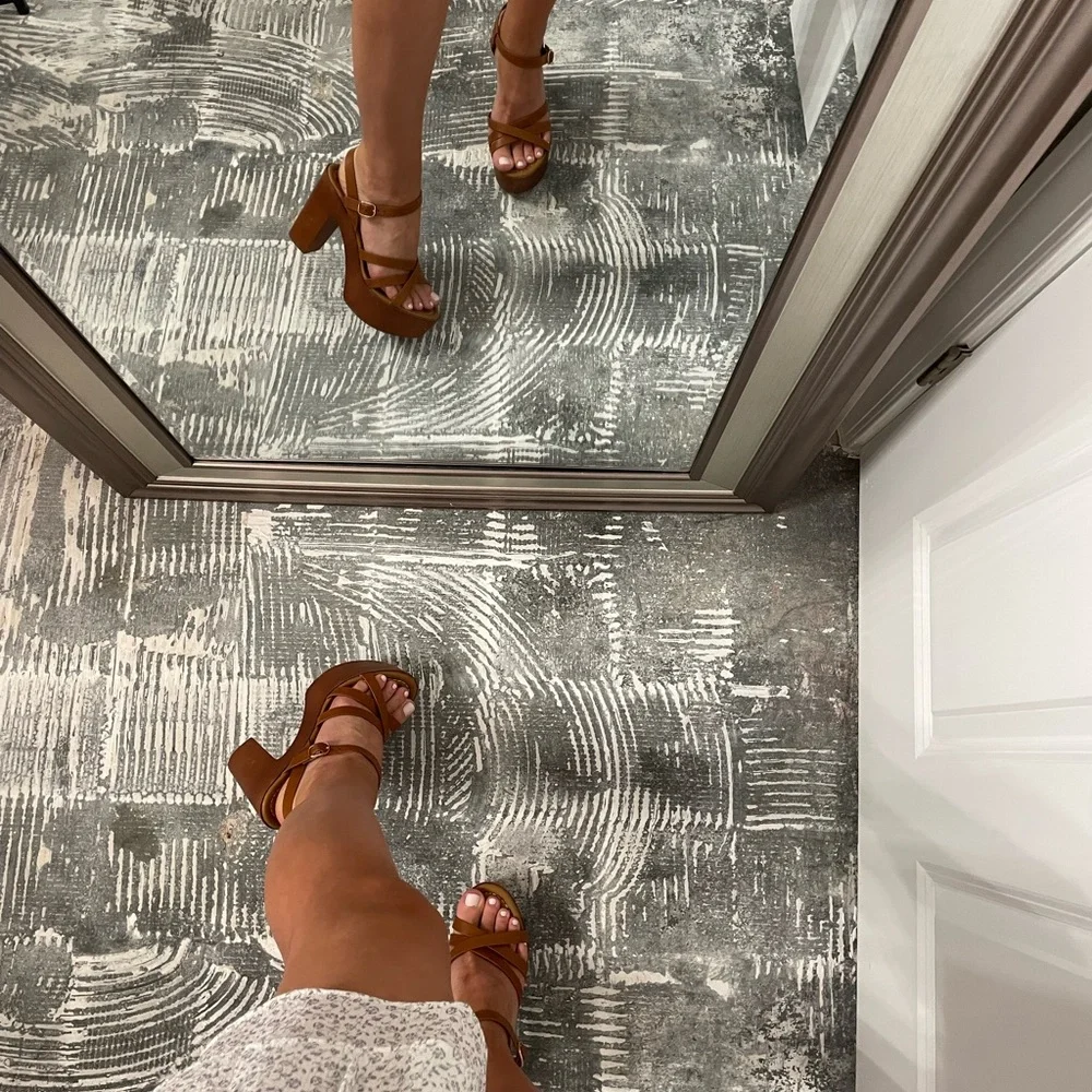 Bamboo Platform Strappy Tan Sandals‎